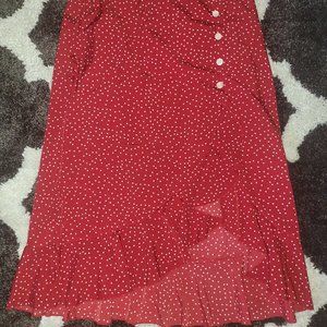 Red with white polka dots skirt size Large